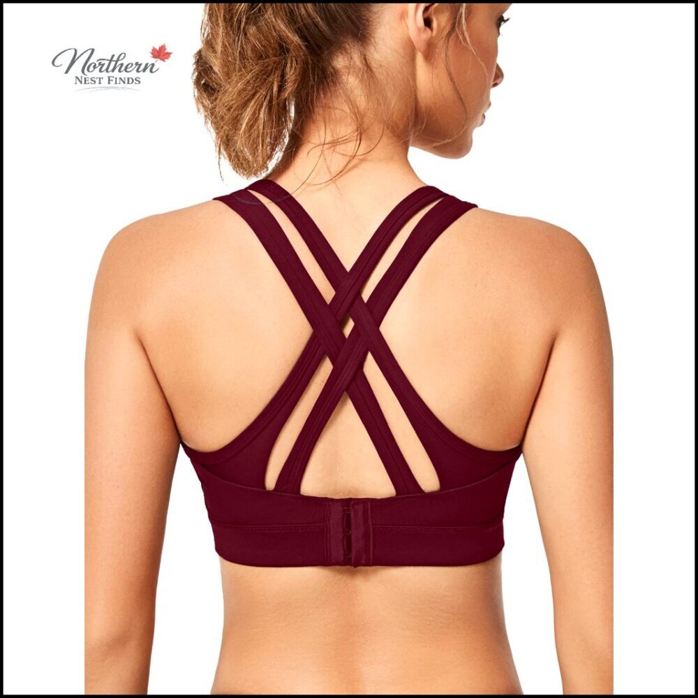 High Impact Sports Bra Full Support Criss Cross Back Plus Size Running